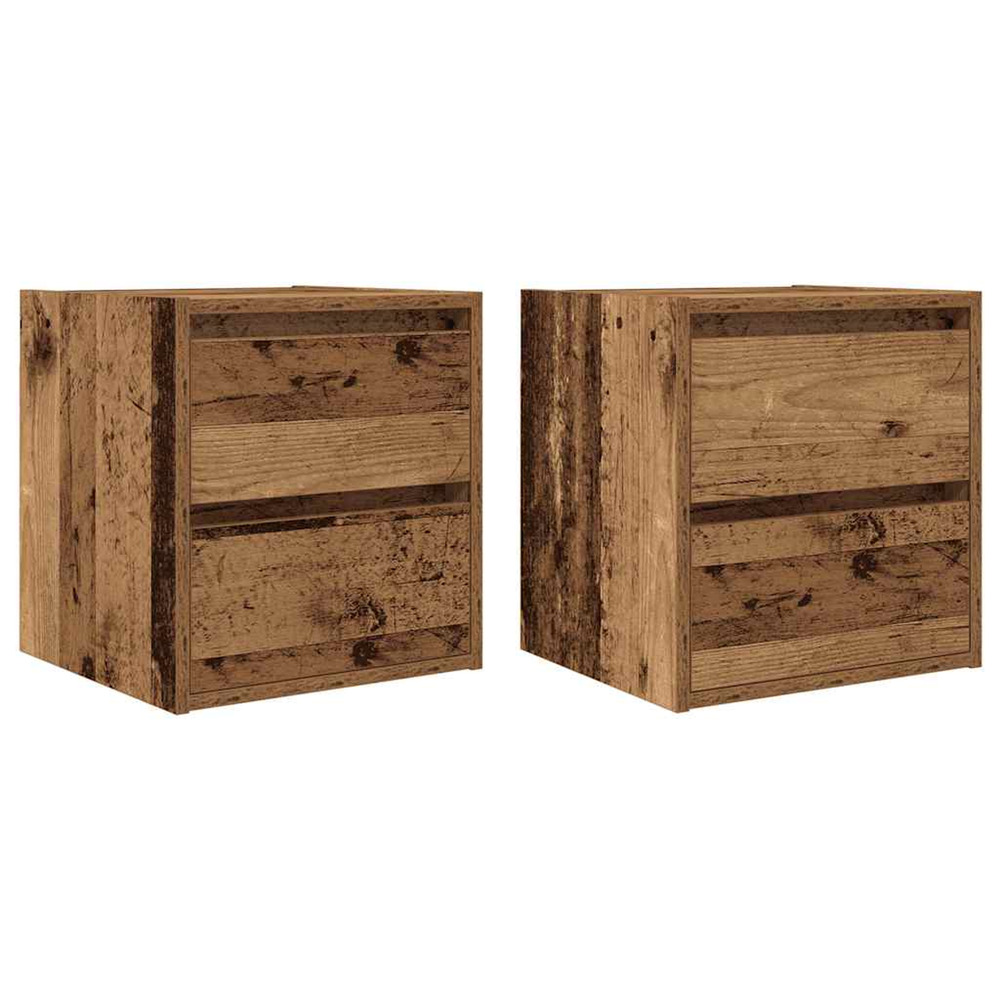 Tables de chevet murales 2 pcs vieux bois 38x34x40 cm