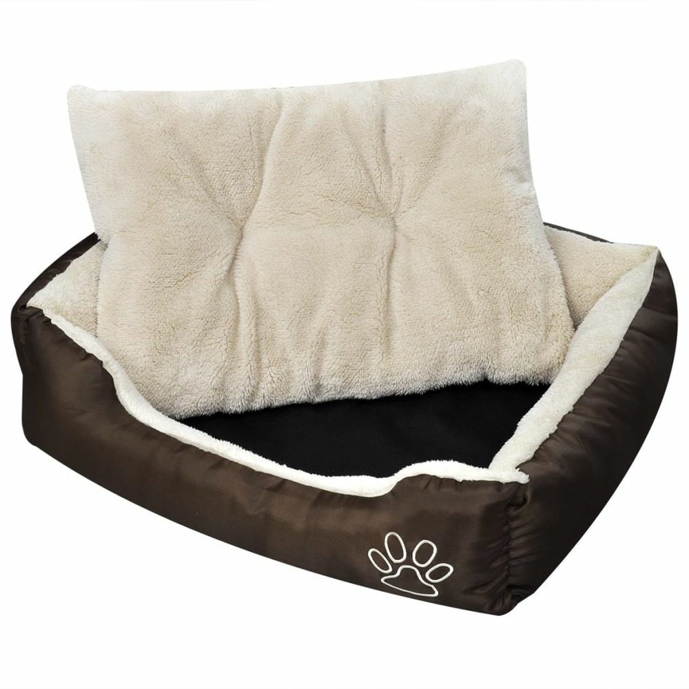 Lit chaud pour chiens avec coussin rembourré 65 cm marron et beige