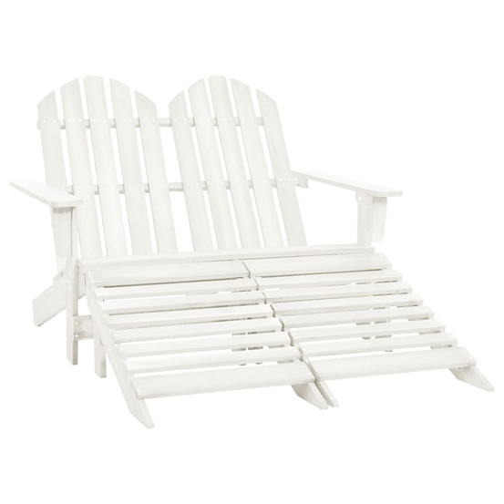 Chaise de jardin adirondack 2 places et repose-pied sapin blanc