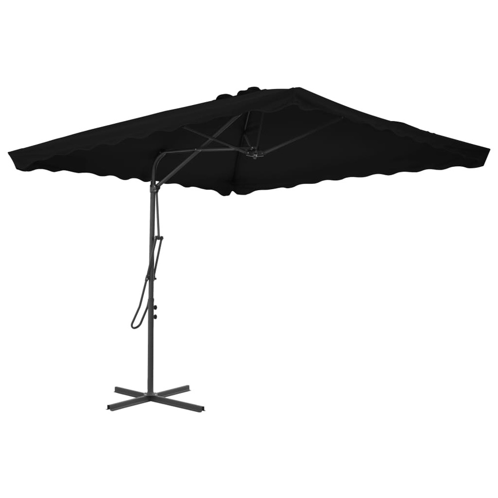 Parasol d'extérieur avec mât en acier noir 250x250x230 cm