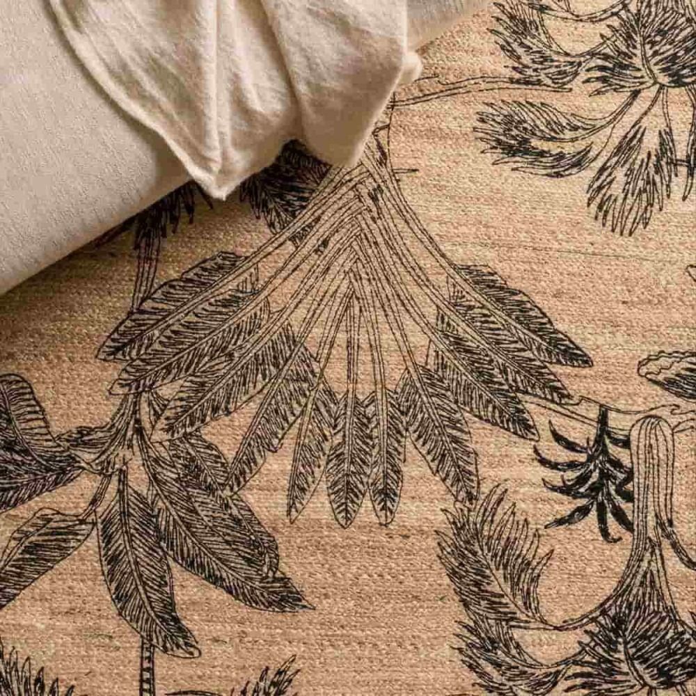 Tapis en jute imprimé jungle 120x170cm