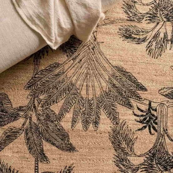 Tapis en jute imprimé jungle 120x170cm