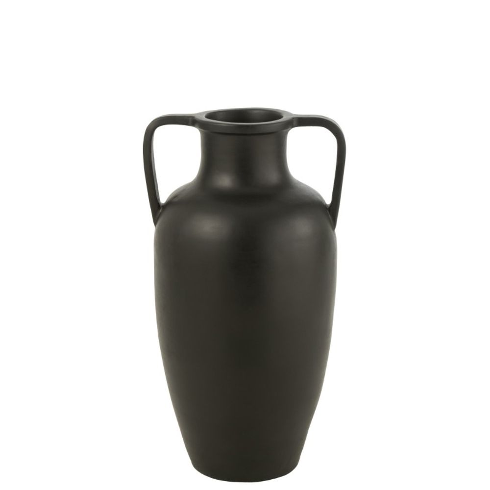 Vase 2 anses en poterie noir 47x47x66 cm