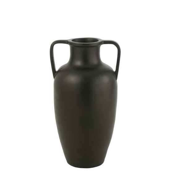Vase 2 anses en poterie noir 47x47x66 cm