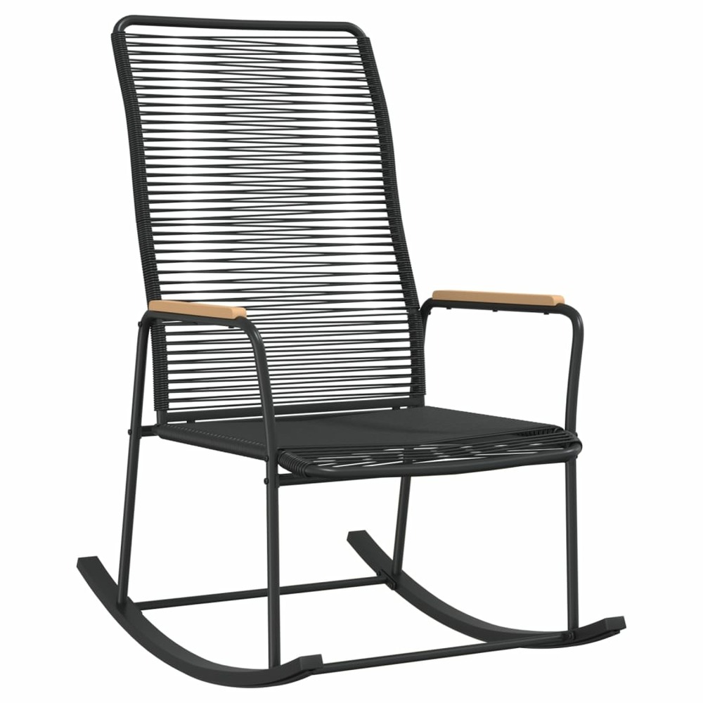Chaise à bascule de jardin noir 59x79,5x104 cm rotin pvc