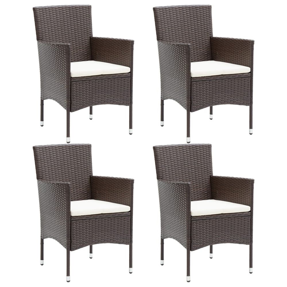 Chaises à manger de jardin lot de 4 résine tressée marron