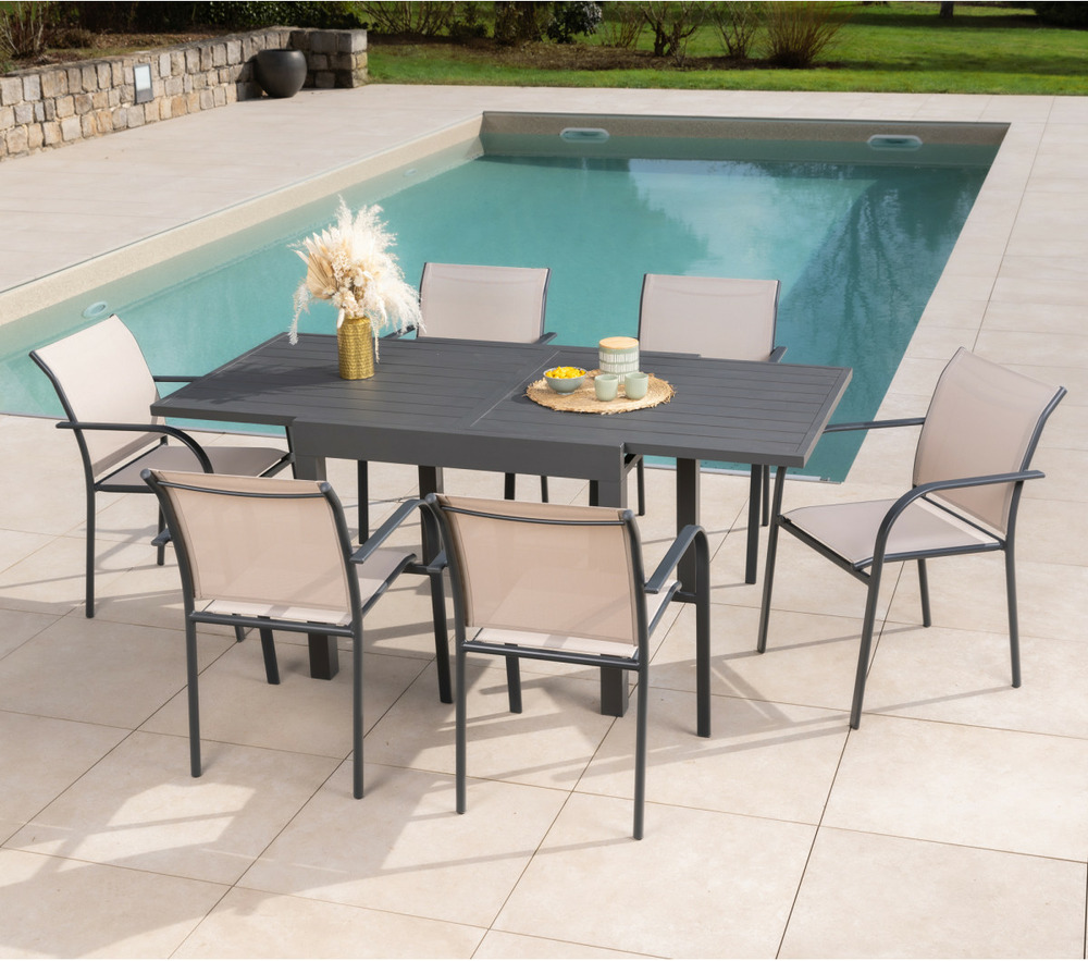 Ensemble table et chaises de jardin - 6 places - lin - honfleur beziers