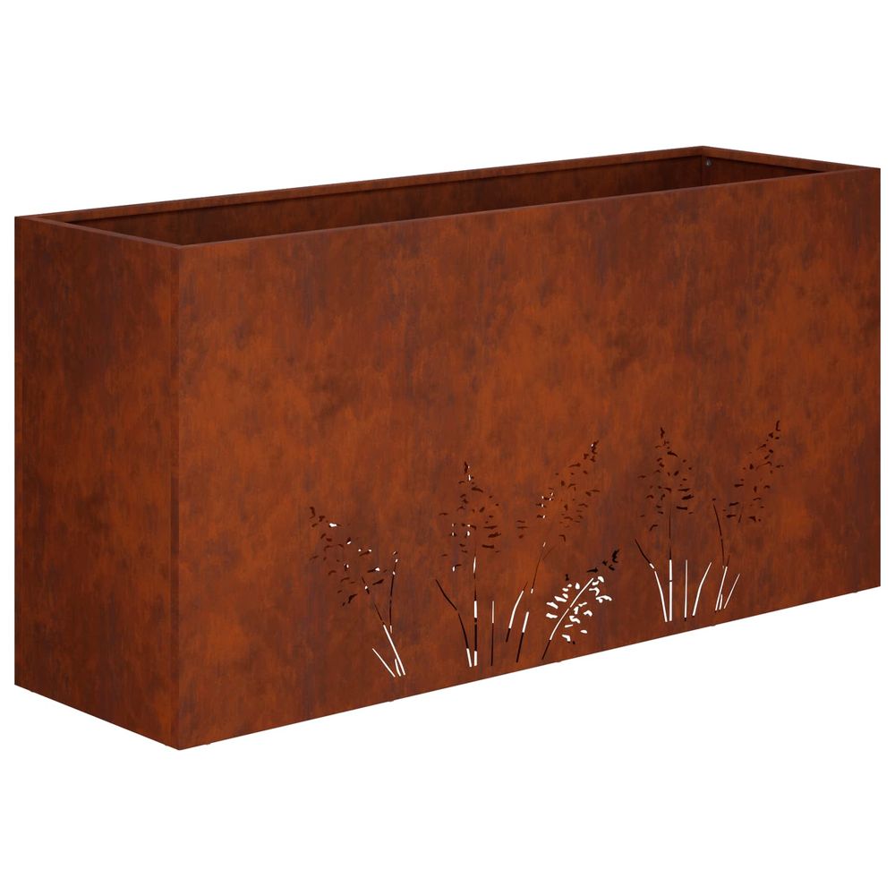 Cache-pot de jardin rouillé 100 x 20 x 49 cm acier patiné
