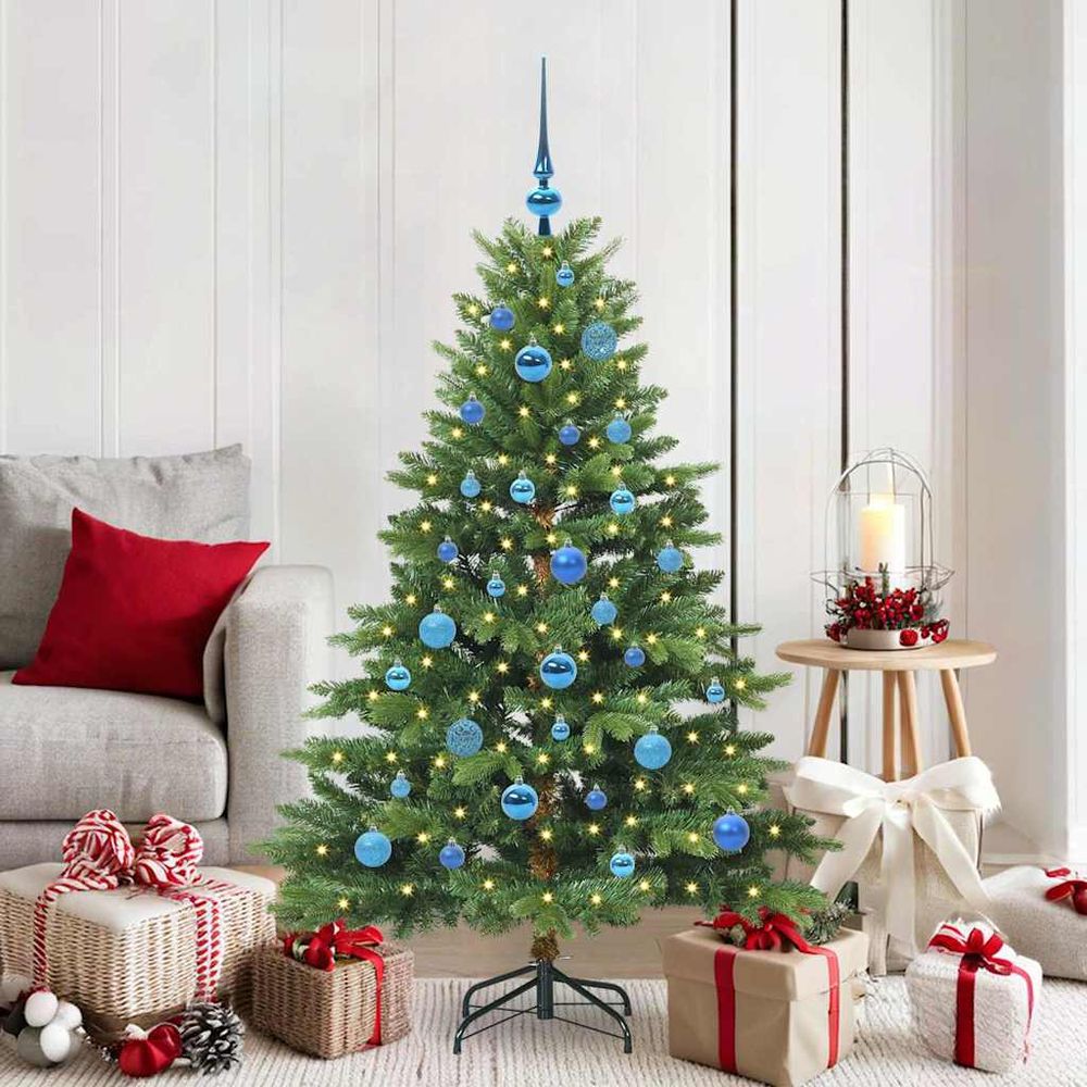 Sapin de noël lumineux 150 cm ultra-réaliste, guirlande 30m et décos incluses