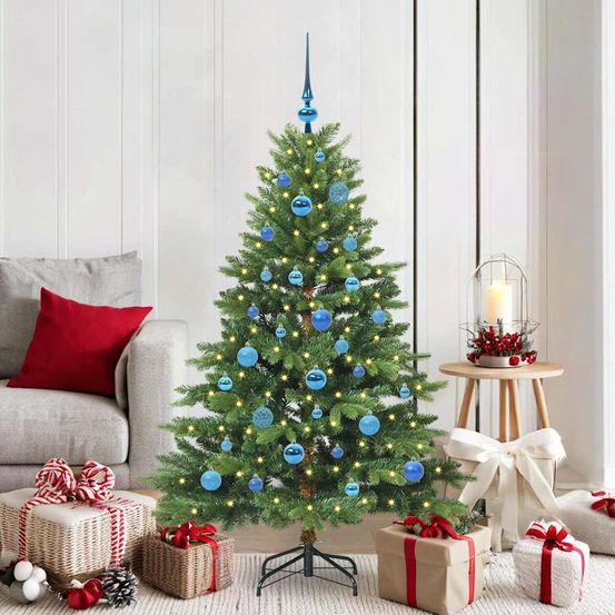Sapin de noël lumineux 150 cm ultra-réaliste, guirlande 30m et décos incluses