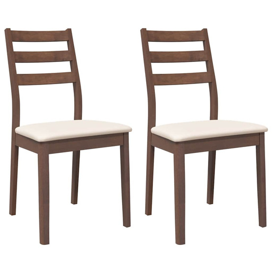 Chaises à manger coussins 2 pcs marron bois massif caoutchouc