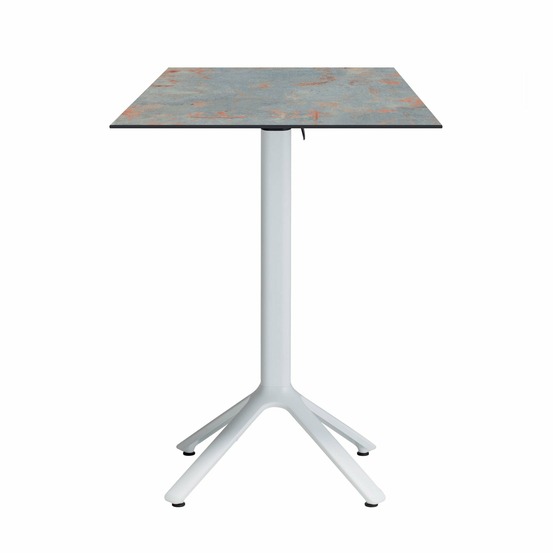 Restootab - table haute pliable nemo blanche pour extérieur gris rouille 60x60