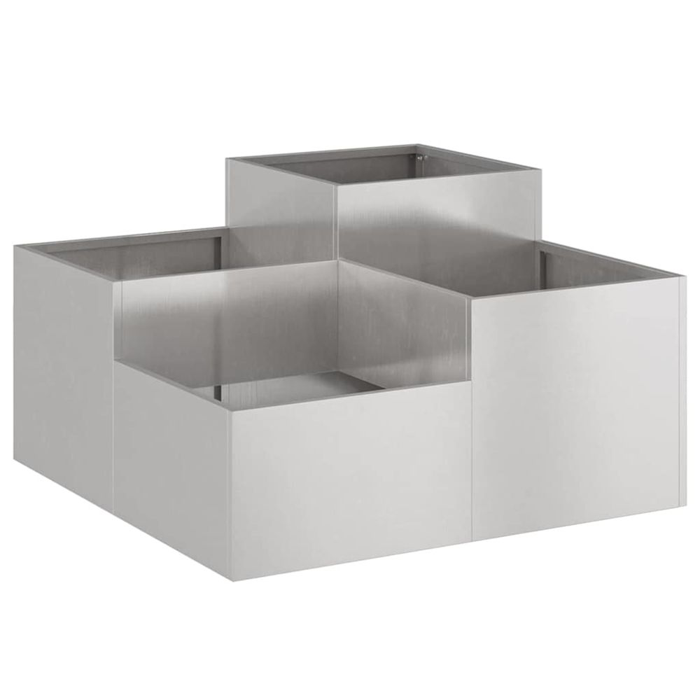 Cache-pot de jardin argent 100 x 100 x 48 cm acier inoxydable