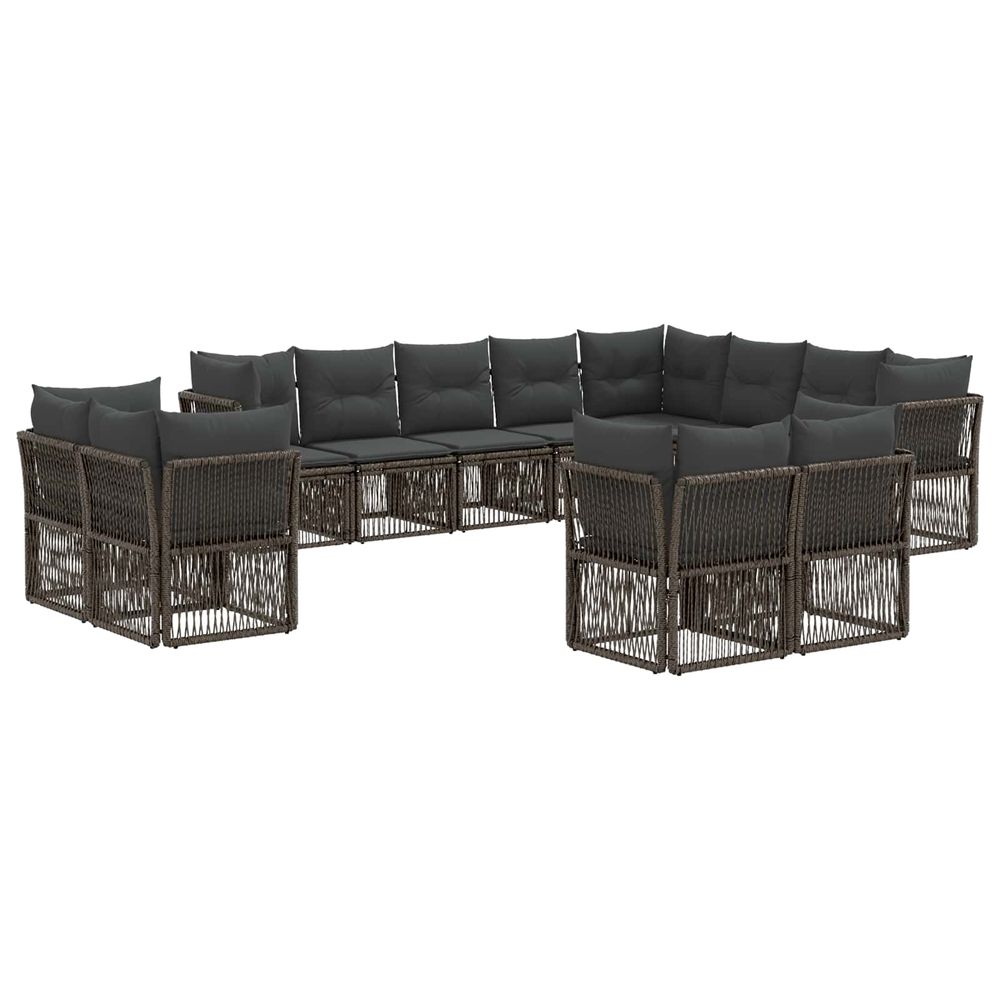 Ensemble de canapé de jardin 12 pc gris polyrotin