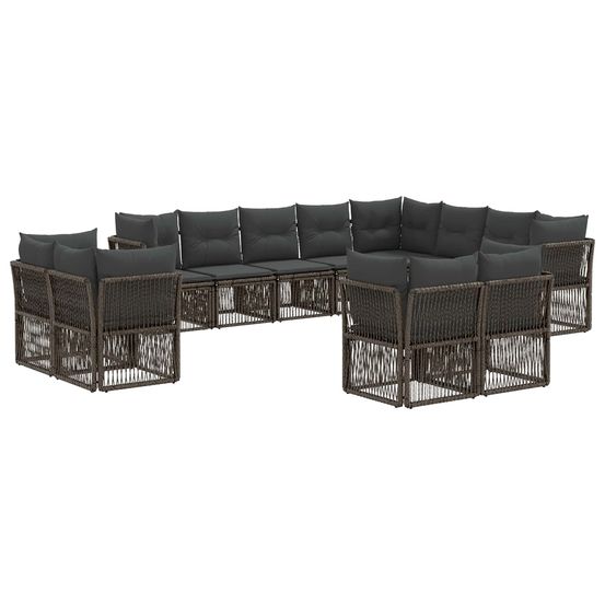 Ensemble de canapé de jardin 12 pc gris polyrotin