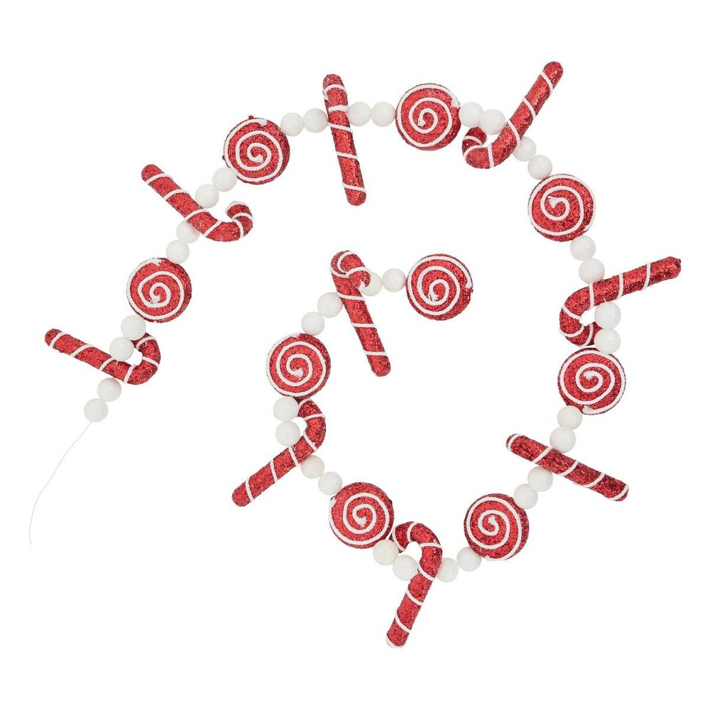 Guirlande polystyrène bonnet et sucre d'orge l.1,8m rouge