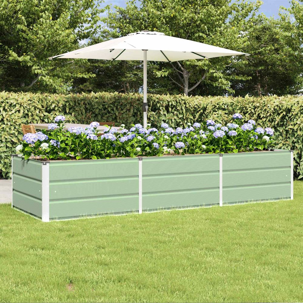 Grand carré potager acier vert 240x80x45 cm bac à fleurs xxl pour jardin