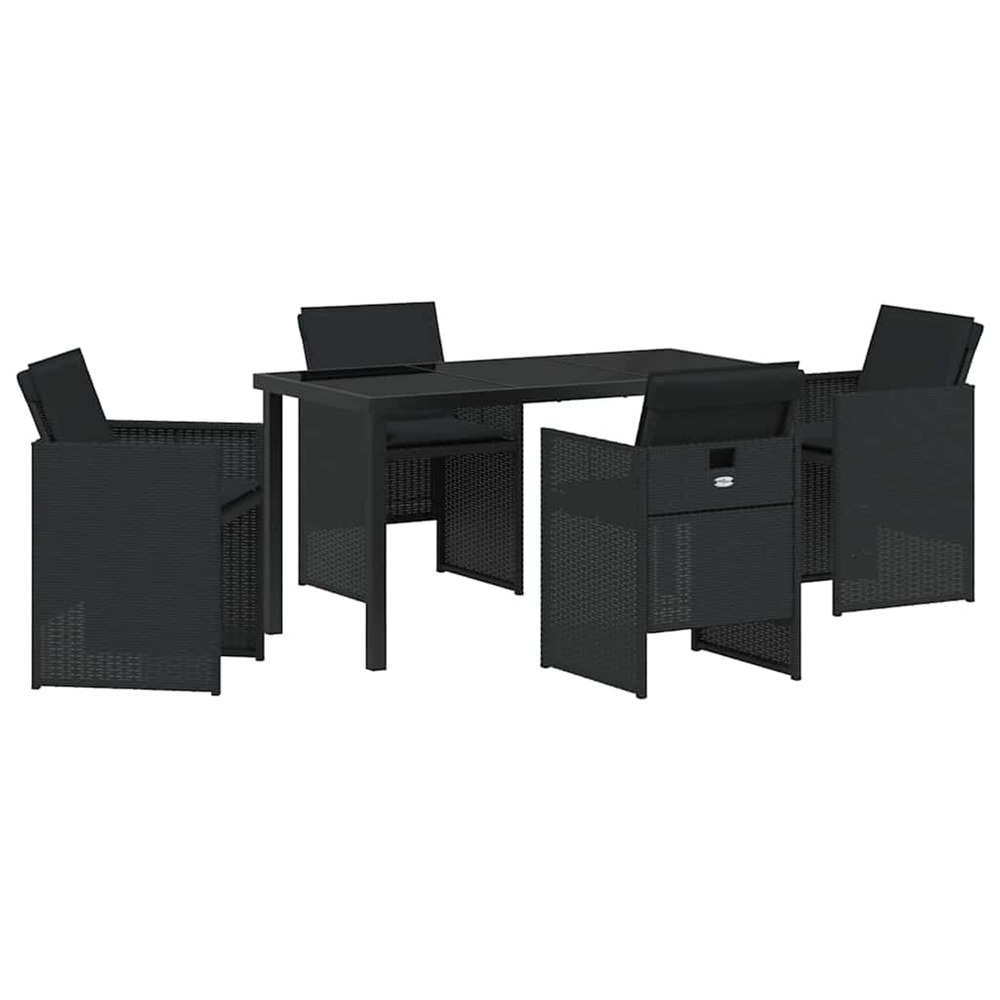 Ensemble de salle à manger pour jardin 5 pcs noir poly rotin