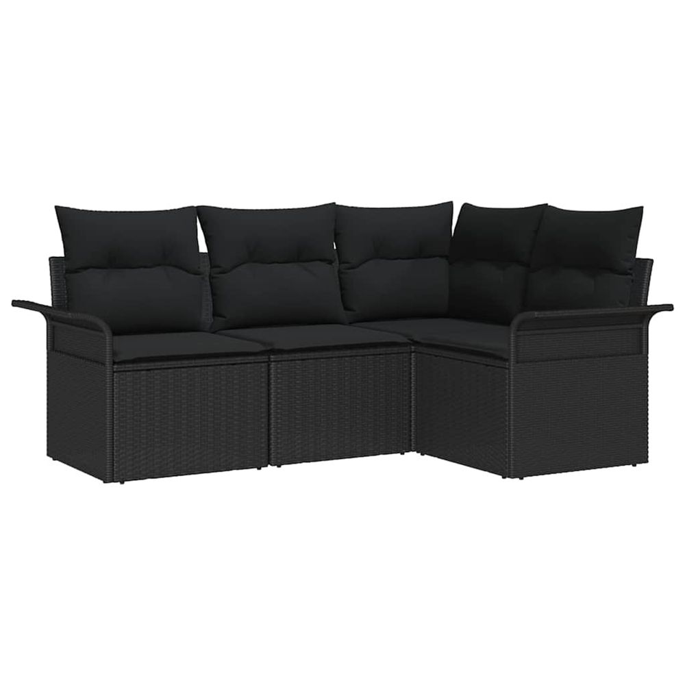 Ensemble de canapé de jardin 4 pc noir polyrotin