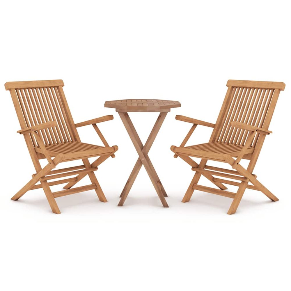 Ensemble à manger de jardin 3 pcs bois de teck massif