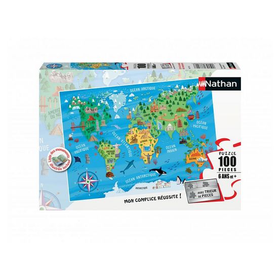 Puzzle 100 p carte du monde des monuments