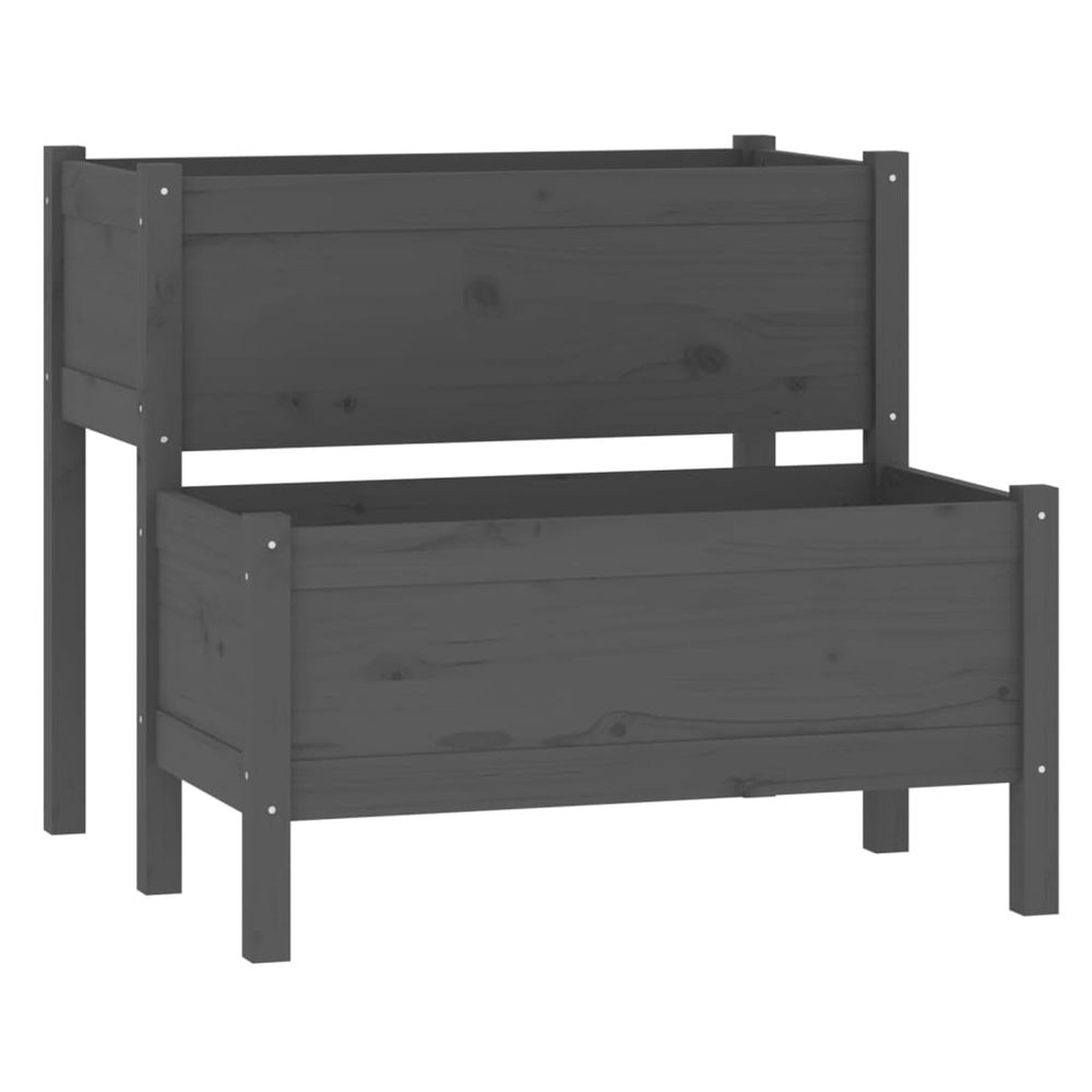 Jardinière d'extérieur gris 84,5x84x75 cm bois massif de pin