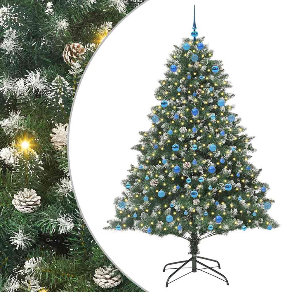 Sapin de noël artificiel vert 210 cm pvc, plastique et acier