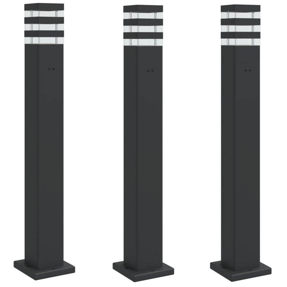 Lampadaires d'extérieur avec sortie 3 pcs noir 80 cm aluminium