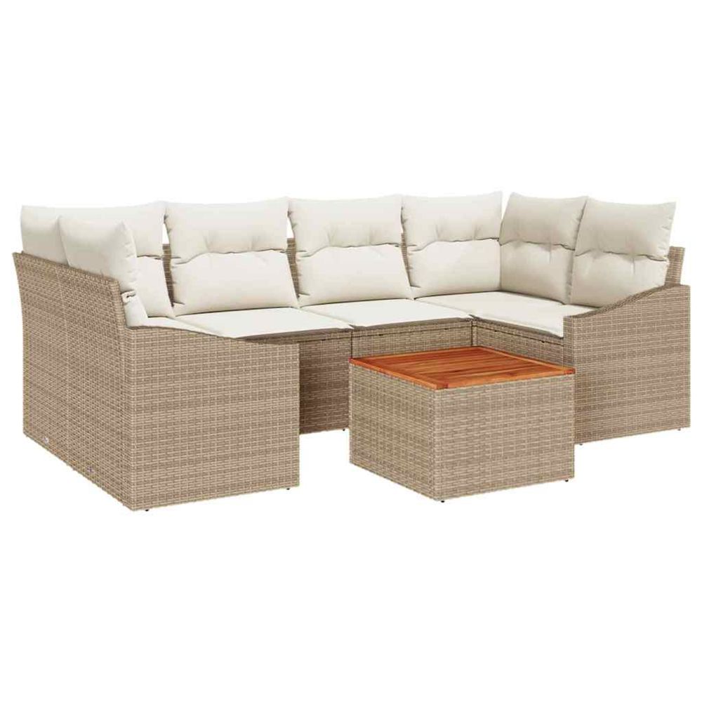 Ensemble de canapé de jardin 7 pc beige et crème polyrotin