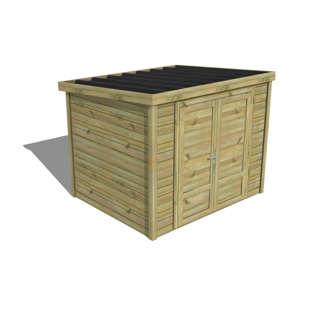 Abri de jardin bois pin traité autoclave 27mm - essentiel - 2,64x2,14m / 6m2 - bac acier - abri français