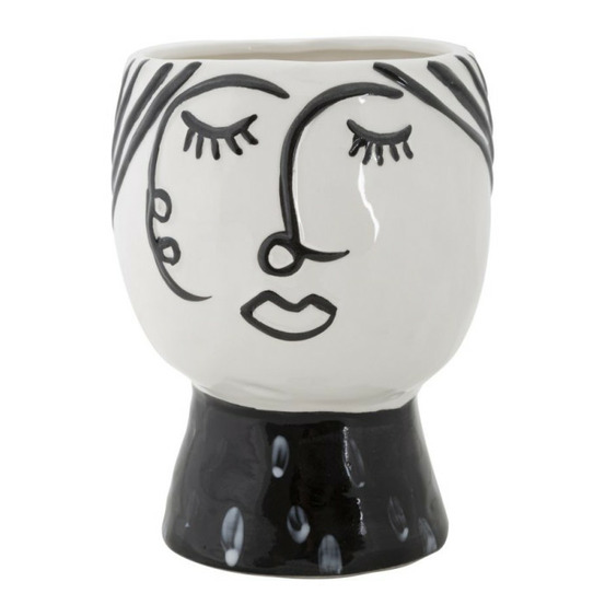 Vase pot visage en porcelaine