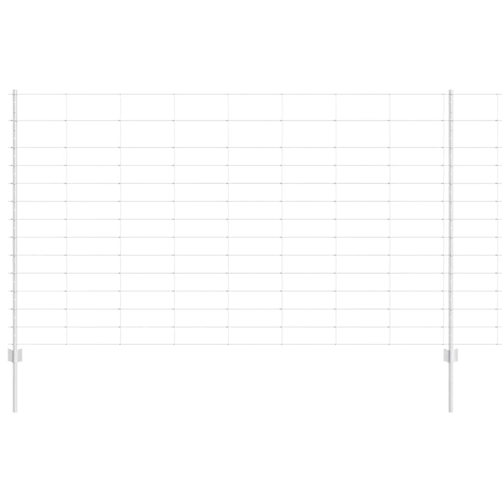 Clôture avec poteau argenté 1,4 x 25 m acier