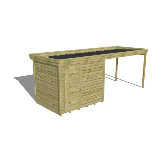Abri de jardin bois pin traité autoclave 27mm - 6,14x2,14m / 13m2 - bac acier - plancher bois