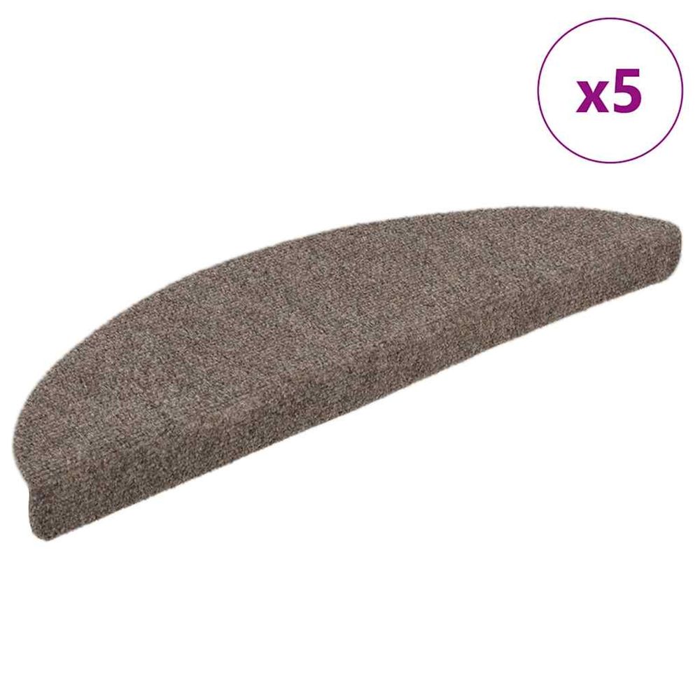 Tapis d'escalier autocollants 5 pièces 56 x 17 x 3 cm beige demi-rond