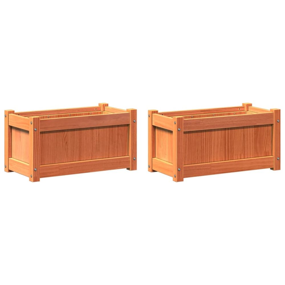 Jardinière d'extérieurs 2 pcs cire marron bois de pin massif