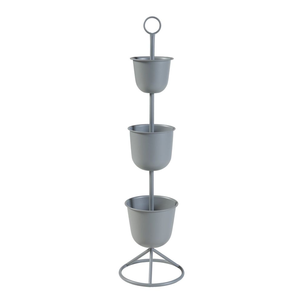 Porte-plantes style intemportel support 110 x 28 cm 3 cache-pots gris