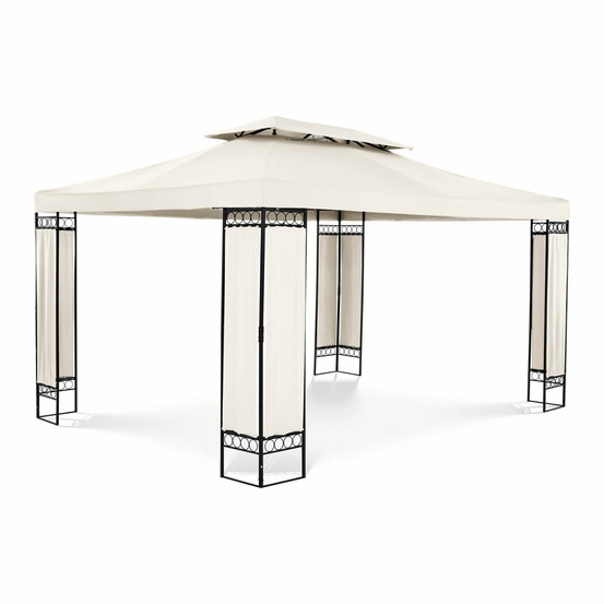Pergola pavillon barnum tonnelle tente abri gazebo de jardin terrasse beige 3 x 4 m 160 g/m²