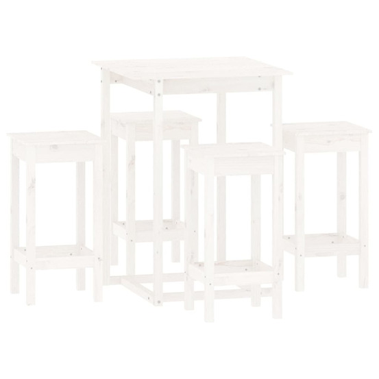 Ensemble de bar 5 pcs blanc bois de pin massif