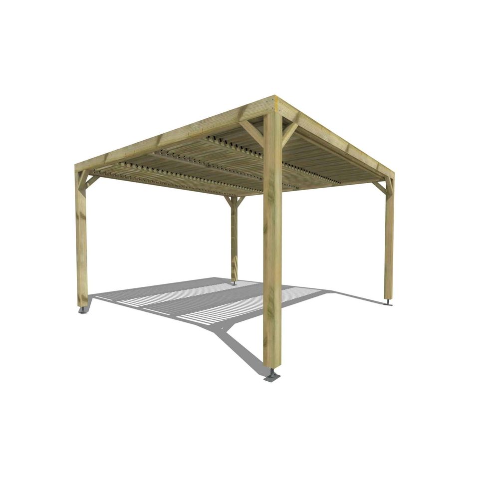 Pergola bois • 4m x 4m • indépendante • sens largeur • lames orientables bioclimatiques incluses • livraison comprise