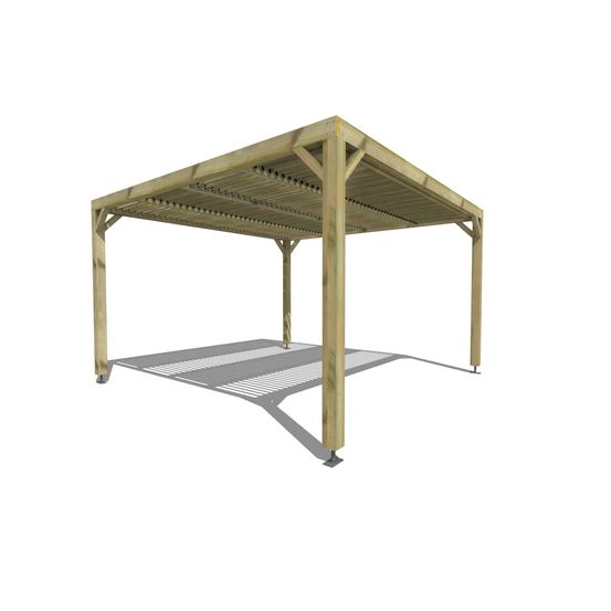Pergola bois • 4m x 4m • indépendante • sens largeur • lames orientables bioclimatiques incluses • livraison comprise