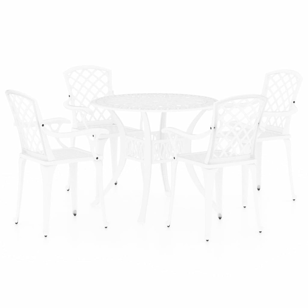 Ensemble de bistro jardin meuble extérieur terrasse 5 pièces aluminium coulé blanc