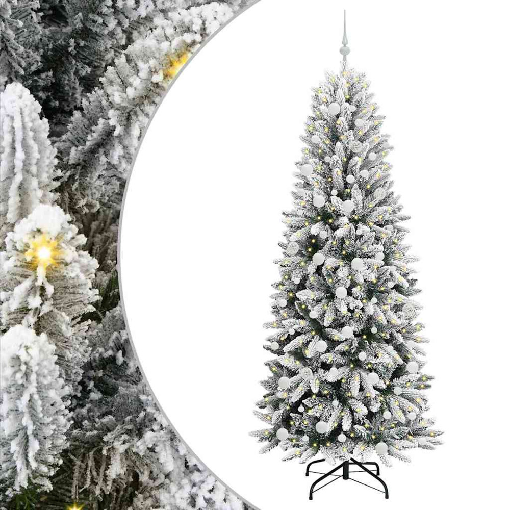 Sapin de noël artificiel avec 300 led avec support blanc 210 cm