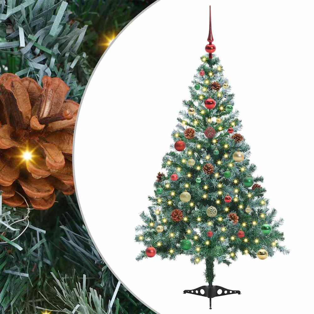 Sapin de noël artificiel avec 150 led vert 150 cm pvc et acier