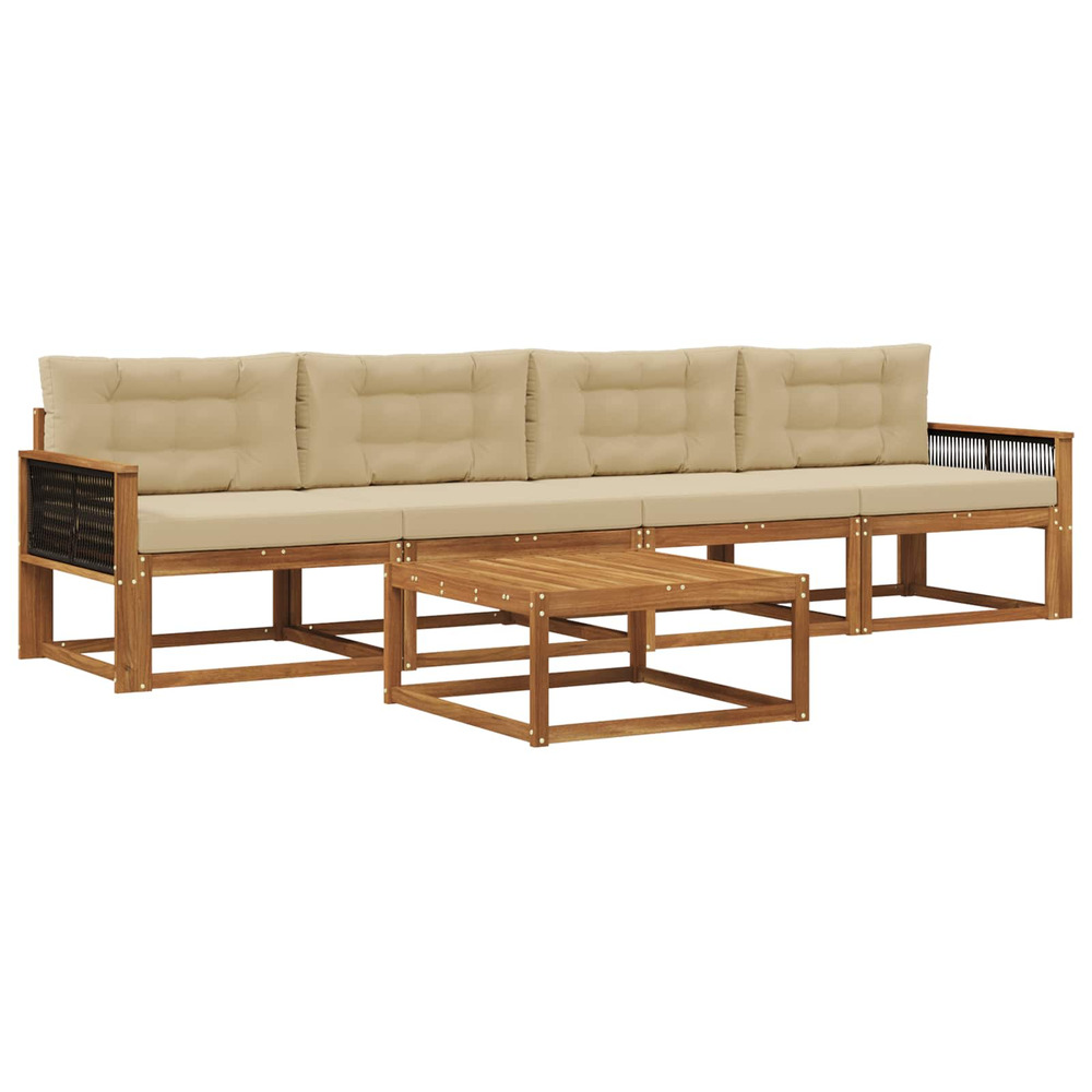Ensemble de canapés d'extérieur 5 pcs naturel et beige