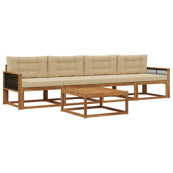 Ensemble de canapés d'extérieur 5 pcs naturel et beige