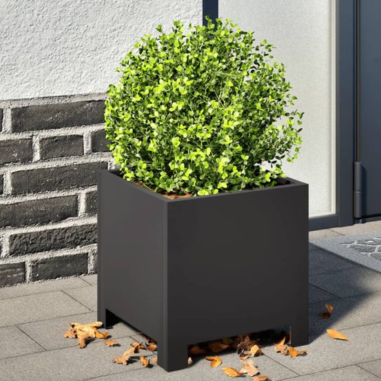 Jardinière carrée acier design pour jardin terrasse noir 30x30x30 cm