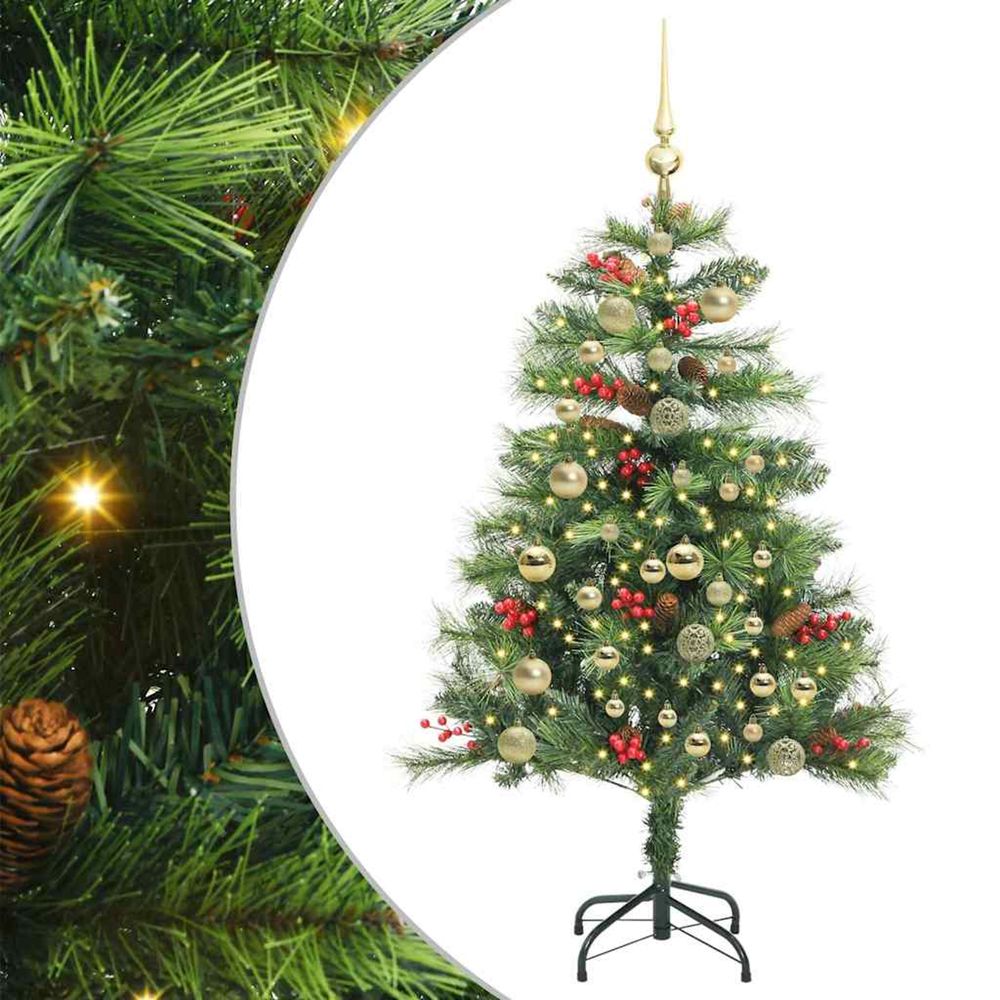 Sapin de noël artificiel 150 led blanc chaud pvc et métal vert