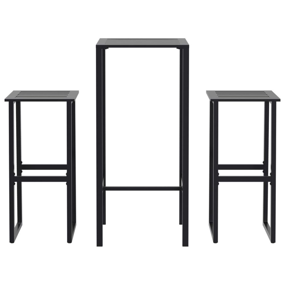 Ensemble de bar de jardin 3 pcs noir acier enduit de poudre
