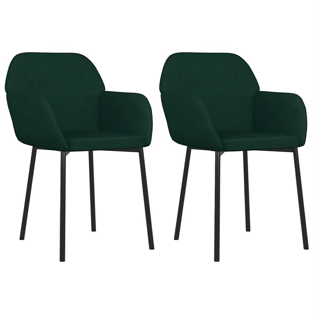 Chaises à manger lot de 2 vert foncé velours