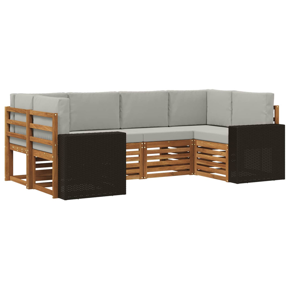 Ensemble de canapé d'angle 6 pcs naturel et gris clair